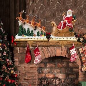 Set of 2 Santa's Sleigh And Reindeer Stocking Holder